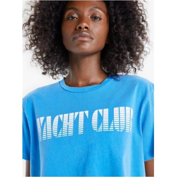 💕MOTHER💕 The Short Sleeve Slouch Tee Yacht Club Graphic Tee Blue XS NWT - Picture 6 of 16
